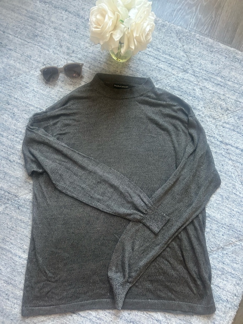 Kevoman, VTG, 90’s, mock neck, silk, men’s sweater, size large#grunge